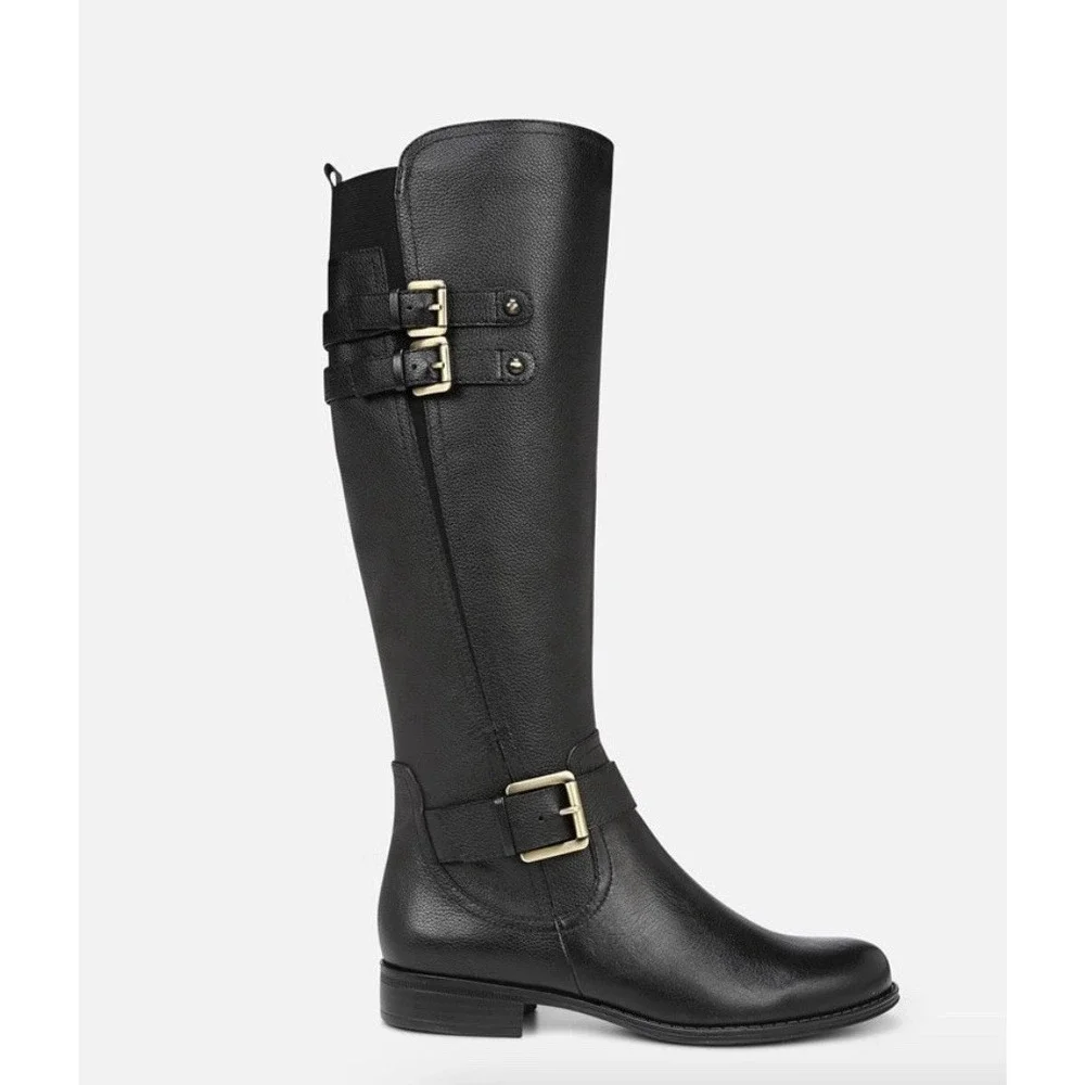 Naturalizer Jessie Black Leather Knee High Tall Riding Boots Women's size 9 Wide